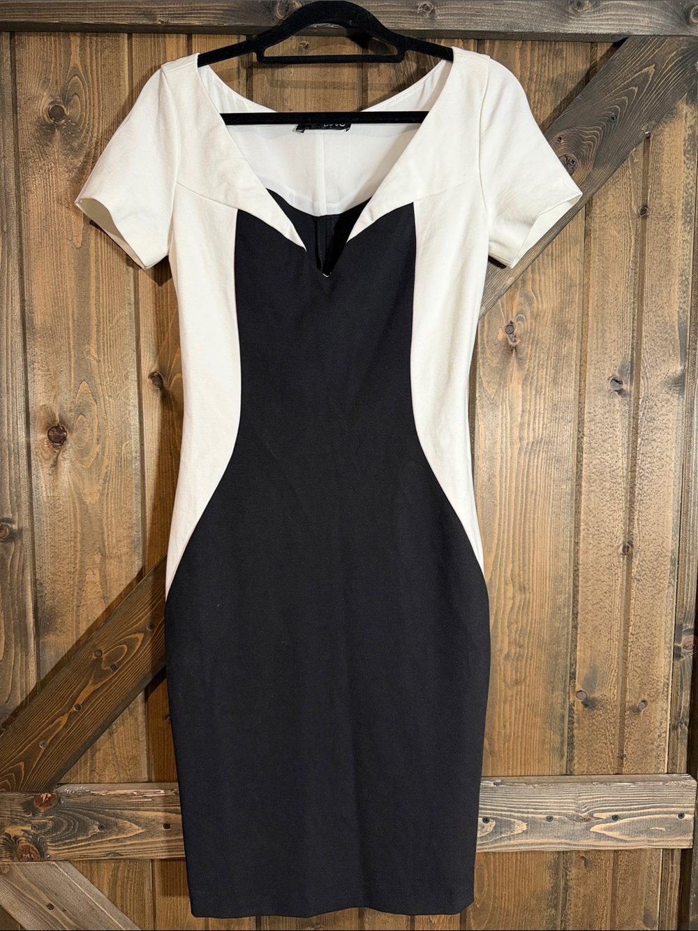 Liu Jo Black and White Contrast Midi Sheath Dress